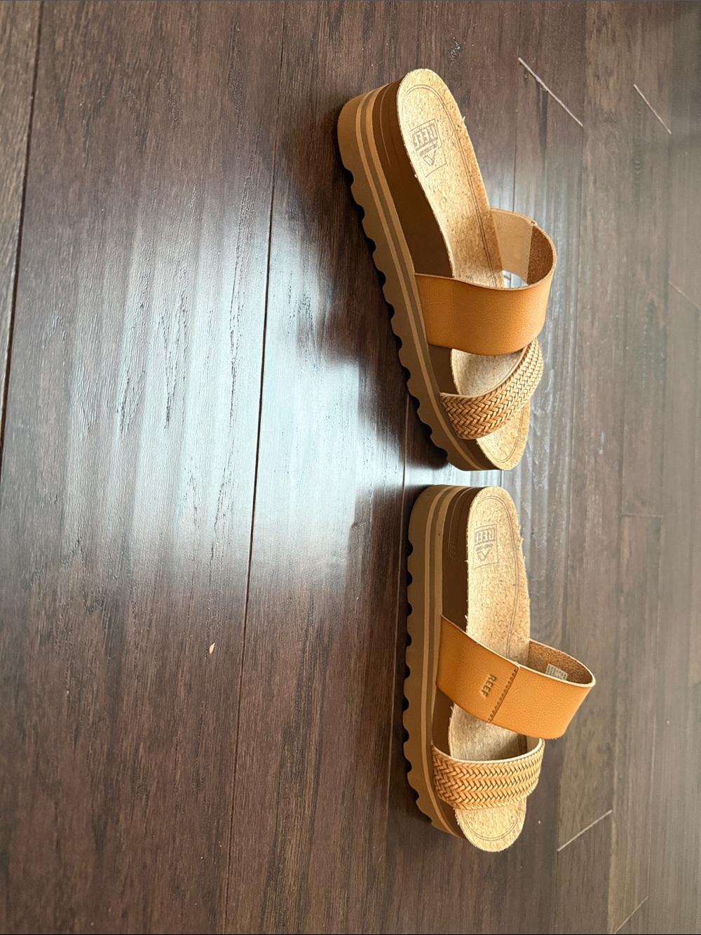 Reef Tan Ribbed Sole Slide Sandals with Braided Strap - Picture 6 of 6